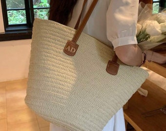 Personalised Shoulder Beach Bag, women's handbag, beach bag, Custom hand bag, Straw Bag, Gifts For Her, Personalised bag, straw beach bag