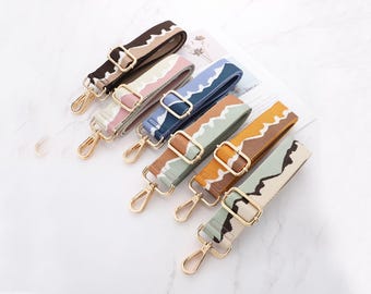 3.8cm Embroidered Bag Straps, Crossbody Bag Straps, Guitar Strap for Purse, Replaceable Adjustable Handbag Straps, Wave Straps