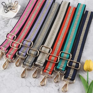 3,8 cm Gold breiter Riemen, Geldbörsengurte, verstellbare Crossbody-Taschengurte, austauschbare Schultergurte, Handtasche Starp, bestickter Gurt