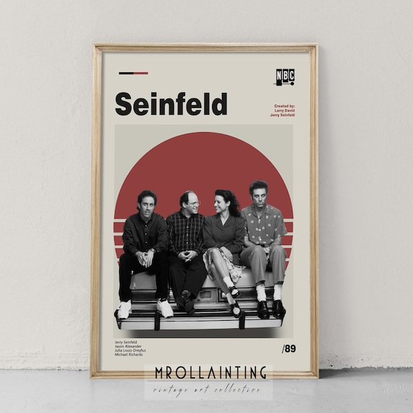 Seinfeld Poster - Vintage Inspired Poster, Midcentury Modern Wall Art Print Design, Abstract Minimalist Wall Decor - Free Shipping