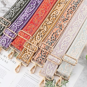 5cm Embroidered Purse Strap, Colorful Adjustable Crossbody Bag Strap