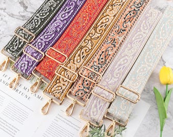 5cm Embroidered Purse Strap, Colorful Adjustable Crossbody Bag Strap
