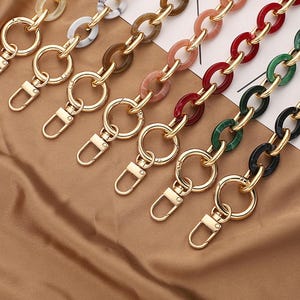 アクリル製財布チェーン、厚手樹脂製ロングチェーン、金属製ショルダーハンドバッグストラップ、交換用ハンドルチェーン、クロスボディバッグチェーンストラップ、携帯チェーン