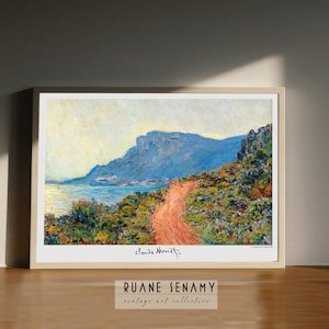 The Corniche Near Monaco (1884) by Claude Monet Art Prints, High Quality Wall Art Printable, Abstract Landscape Print, Vintage Artwork