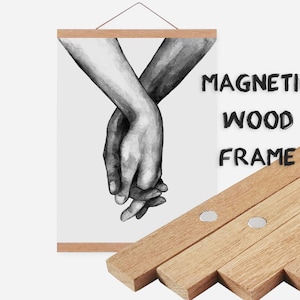 Picture Hanger Frame Magnetic Wood - Photo Frame - Poster Frame - Magnetic Poster Hanger Frame - Poster Frame for Canvas Wall Art Home Decor