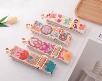 5cm Embroidered Floral Bag Strap, Adjustable Crossbody Purse Strap, Bag Strap