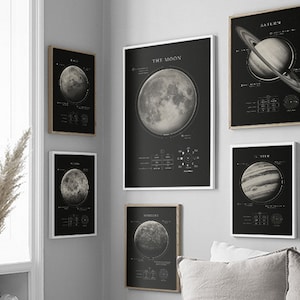惑星ポスター、水星、金星、地球、火星、木星、土星、天王星、海王星、冥王星、月の太陽系アートプリント、モダンな壁装飾