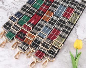 Correa de cuadros vintage de 3,8 cm, correas para bolsos, correas ajustables para bolsos cruzados, correas de hombro reemplazables, correa para bolsos, correa bordada
