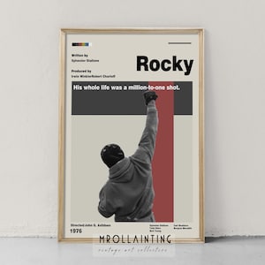 Vintage 1976 Rocky Poster - Retro Movie Poster - Minimalist Art - Vintage Poster - Midcentury Art - Wall Art - Wall Decor - Gifts for him