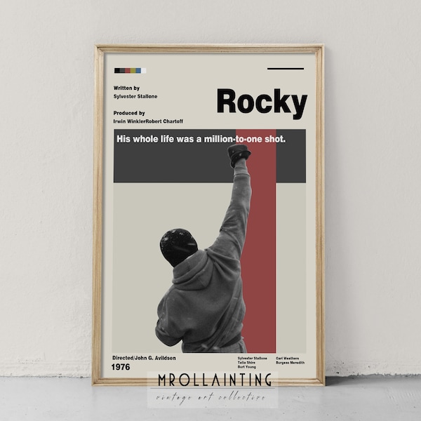 Vintage 1976 Rocky Poster - Retro Movie Poster - Minimalist Art - Vintage Poster - Midcentury Art - Wall Art - Wall Decor - Gifts for him