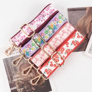 3.8cm Boho Floral Strap, Purse Straps, Adjustable Crossbody Bag Straps, Replaceable Shoulder Straps, Handbag Starp, Flower Straps