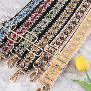 3,8 cm Jacquard Retro Gurt, Geldbörse Gurte, Verstellbare Crossbody Taschengurte, Austauschbare Schultergurte, Handtasche Starp, Bestickter Gurt