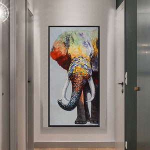 Elephant Oil Painting Print - Vibrant Elephant Waterproof Art Print - Elephant Portrait - Elephant Poster - House Warming Gift