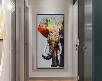 Elefant Ölgemälde Print - Lebender Elefant Wasserdichter Kunstdruck - Elefant Portrait - Elefant Poster - Einweihungsgeschenk