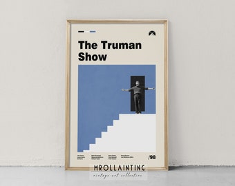 Truman Show-affisch - Minimalistiska filmkonsttryck - Retro filmaffisch - Vintageinspirerad - Konsttavla från mitten av århundradet - Väggdekorationer