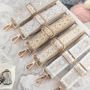 3,8 cm Geometrischer Jacquard-Riemen, Geldbörsengurte, Verstellbare Crossbody-Taschengurte, Austauschbare Schultergurte, Handtasche Starp, Gestickter Gurt