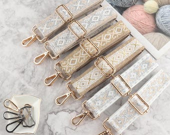 Tracolla geometrica jacquard da 3,8 cm, tracolle per borsa, tracolle regolabili per borsa a tracolla, tracolle sostituibili, tracolla per borsa, tracolla ricamata