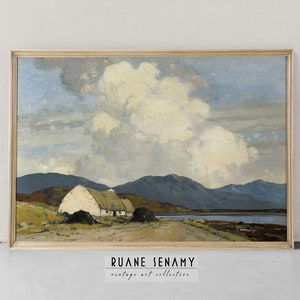 Oil Painting Connemara Landscape Wall Art Print, Cloudy Sky and Field Poster, Large Gallery Art, Vintage South Canvas Art, Modern Home Decor