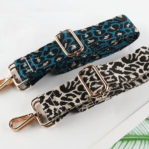 3,8 cm Jacquard Leopard Strap, Geldbörse Gurte, Verstellbare Crossbody Taschengurte, Austauschbare Schultergurte, Handtasche Starp, Gestickter Gurt