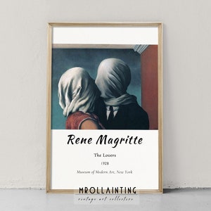 Os Amantes, 1928 de René Magritte, Impressão Giclée, Arte Contemporânea O Filho do Homem, Pôster de arte abstrata moderna em parede, decoração de casa em tela laminada