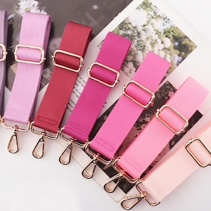 Bandoulière unie minimaliste de 3,8 cm, bandoulières réglables, bandoulières réglables, bandoulières remplaçables, attache pour sac à main, bretelles roses