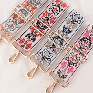 5cm Vintage Wide Strap, Purse Straps, Adjustable Crossbody Bag Straps, Replaceable Shoulder Straps, Handbag Starp, Embroidered Floral Strap