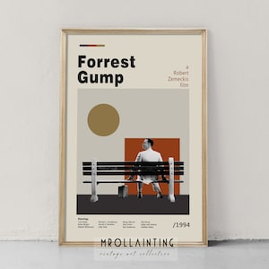 Poster di Forrest Gump - Poster di film retrò - Arte minimalista - Poster vintage - Arte di metà secolo - Arte della parete - Decorazione della parete - Regali per lui
