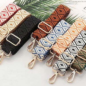 3,8 cm Geometrischer Jacquard-Riemen, Geldbörsengurte, Verstellbare Crossbody-Taschengurte, Austauschbare Schultergurte, Handtasche Starp, Gestickter Gurt
