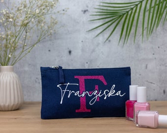 Kosmetiktasche personalisiert mit Name / Schminktasche Geschenk für Freundin /Geburtstagsgeschenk /individuelle Kulturtasche /Make-Up Tasche