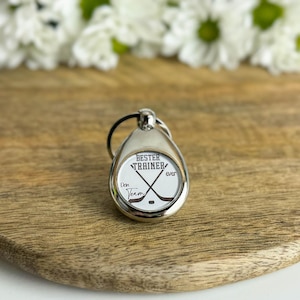 Schlüsselanhänger mit Einkaufswagenchip aus Metall im Eishockey-Motiv/ Geschenk für Trainer / Eishockeyfan/ Eishockey- Spieler/ Dankeschön