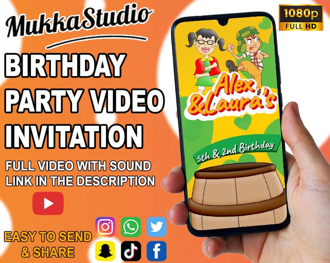 Video Birthday Invitation Birthday Video Invitation Party Etsy