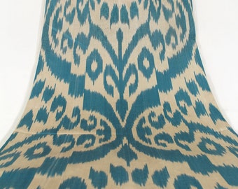 Silk Ikat Fabric - Hand-Woven Natural Uzbek Ikat Fabric by the Yard (Adras Silk Ikat)