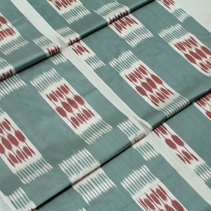 Maroon and Teal Silk Ikat Fabric - Authentic Ikat Fabric Upholstery, Ikat Pattern Material, Adras Uzbekistan, Uzbek Ikat Textile By The Yard