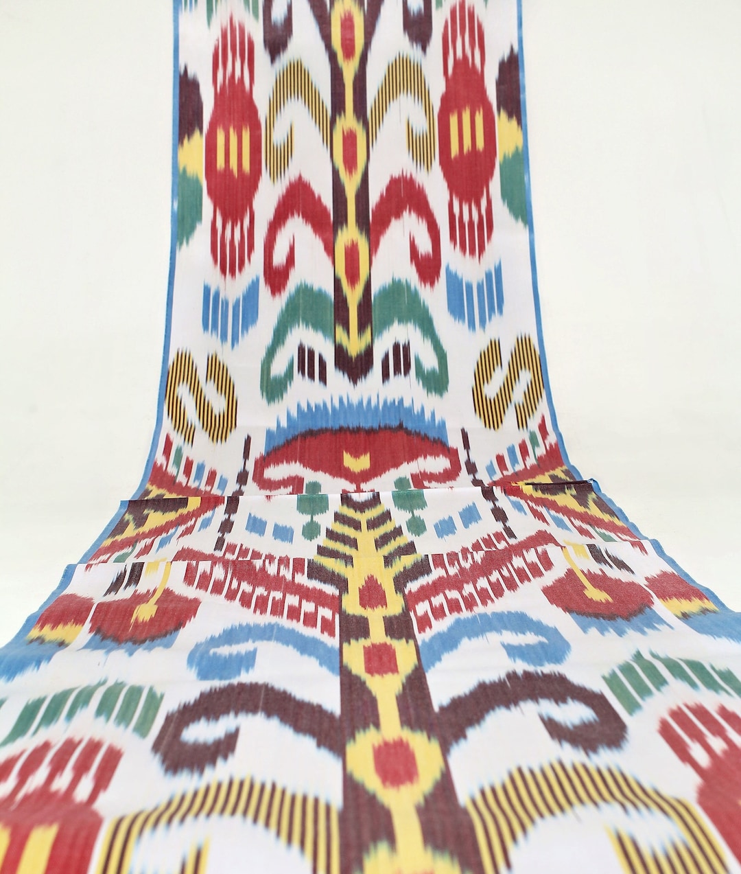 Cotton Ikat Fabric HandWoven Natural Uzbek Ikat Fabric by the Yard