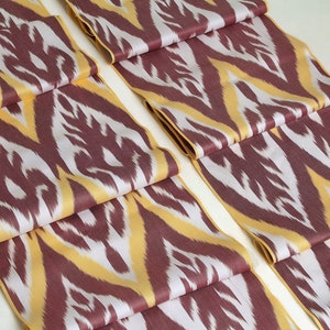 Brown and Yellow Cotton Ikat Fabric - High Quality Ikat Curtain Fabric, Boho Fabric Ikat Pattern, Ikat Upholstery Material By The Yard