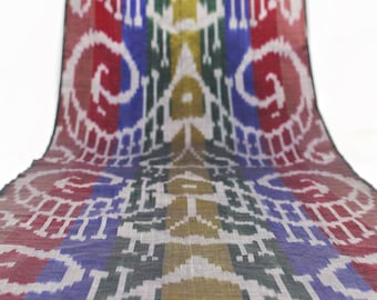 Pure Silk Ikat Fabric by the Metre - Boho Textile for Fashion, Home Decor, Abstract Textile
