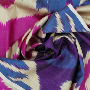 Burnt Orange & Royal Purple Silk Ikat Fabric main image 1