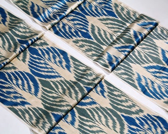 Blue and Beige Silk Ikat Fabric - Sustainable Ikat Upholstery Textile Ikat Furnishing Material, Ikat Dress Fabric, Boho Material