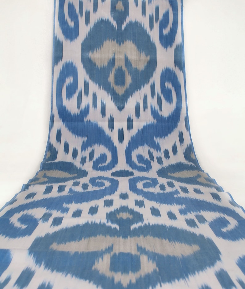 Cotton Ikat Fabric HandWoven Natural Uzbek Ikat Fabric by the Yard
