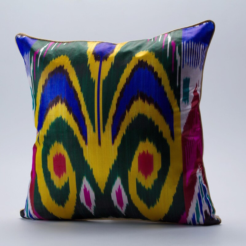 Tropical Multicolor Cotton Ikat Indoor Cushion main image 1