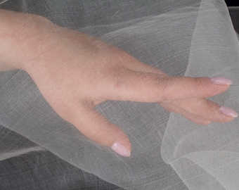 Reiner seltener Organza-Seidenstoff - 9 g/m², ungebleichte, ungefärbte Margilan-Seide, 100% natürliches Elfenbein, usbekisches Material, lose Ware für Nuno-Filzen