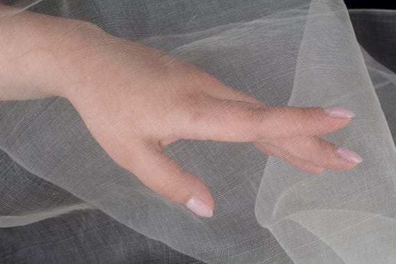 Pure Rarefied Organza Silk Fabric - 9 GSM Unbleached Undyed Margilan Silk, 100% Natural Ivory, Uzbek Material by the Yard for Nuno Felting