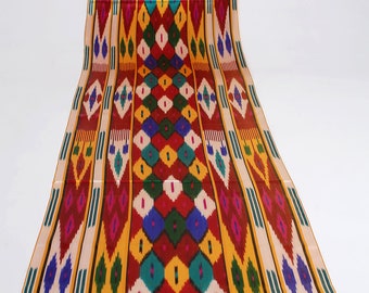 Multicolor Silk Ikat Fabric by the Metre - Boho Designer Textile, Upholstery and Furnishing Material