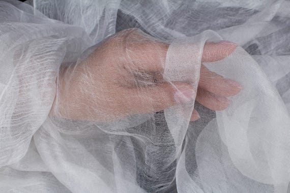 Pure Margilan Silk Gauze / Scrim Rarefied Sparse Fabric - Undyed White Margelan Uzbek 100% Silk Material for Nuno Felting by the Metre