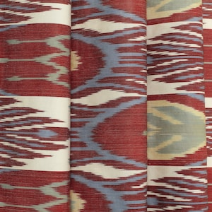 Maroon and Navy Silk Ikat Fabric - Unique Ikat Fabric By The Yard, Fabric Ikat Pattern, Ikat Material, Woven Ikat Textile, Boho Upholstery