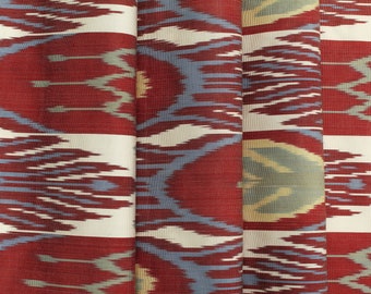 Maroon and Navy Silk Ikat Fabric - Unique Ikat Fabric By The Yard, Fabric Ikat Pattern, Ikat Material, Woven Ikat Textile, Boho Upholstery