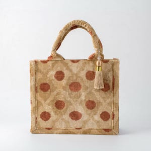 Beige und Braun Buchara Samt Ikat Einkaufstasche - Butterweiche Ikat Handtasche, Samt Schultertasche, Boho Chic Einkaufstasche, usbekische Ikat Geldbörse