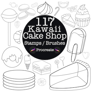Kawaii Cake Shop Procreate Brushes: Anime Sweets & Deco Stamps (Digital Download)