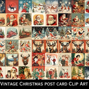 250 vintage kerst clip art png-afbeeldingen 1940 1950 stijl postkaart instant download ongewenste dagboek plakboek kerstcadeaus kerstboom kerstmis