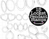 Locket Pendant Outline Procreate Stamps: Digital Art Brushes (Digital Download)
